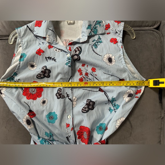 SUMMER SLEEVELESS SHIRT DRESS WITH BELT TIE - Picture 6 of 6